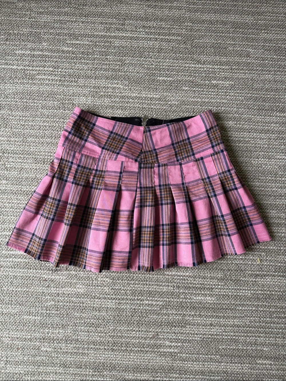 Current Mood Pink Plaid Pleated Mini Skirt